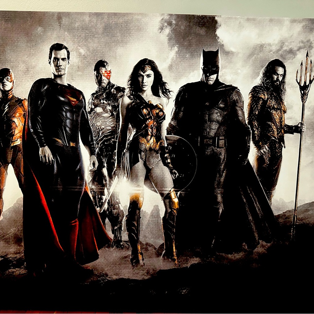 Justice League members wall art wood frame. Very good condition